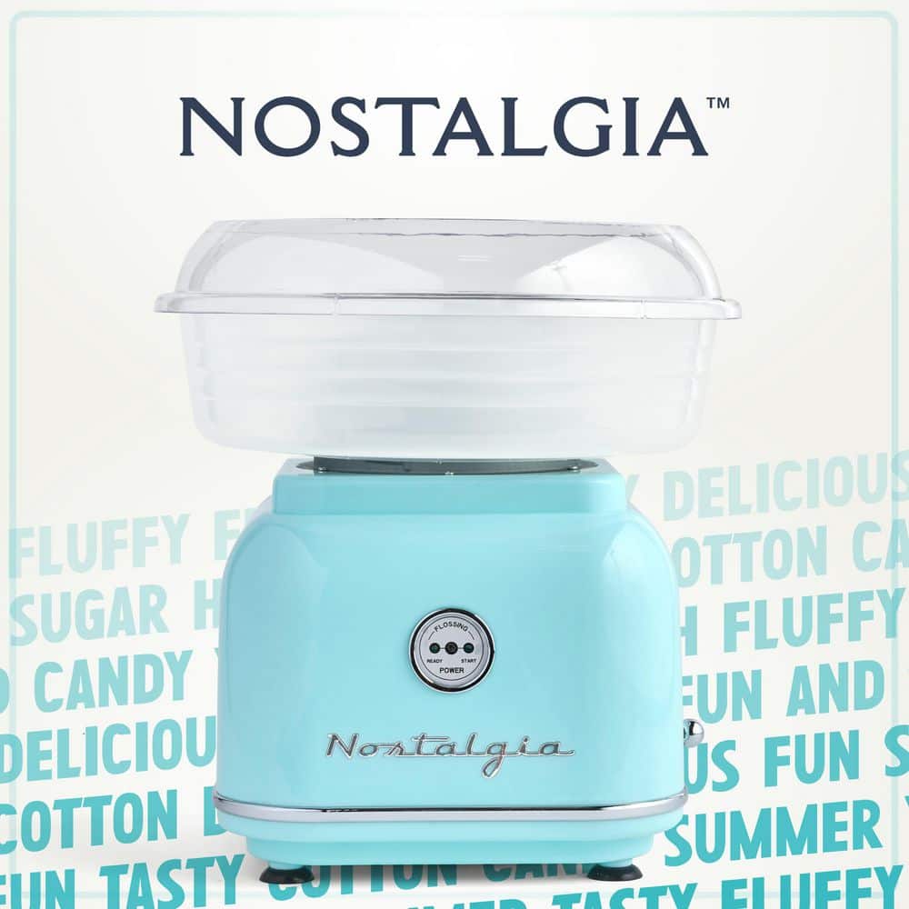 Retro Series Aqua Electric Cotton Candy Maker with 2-Reusable Cotton Candy Cones