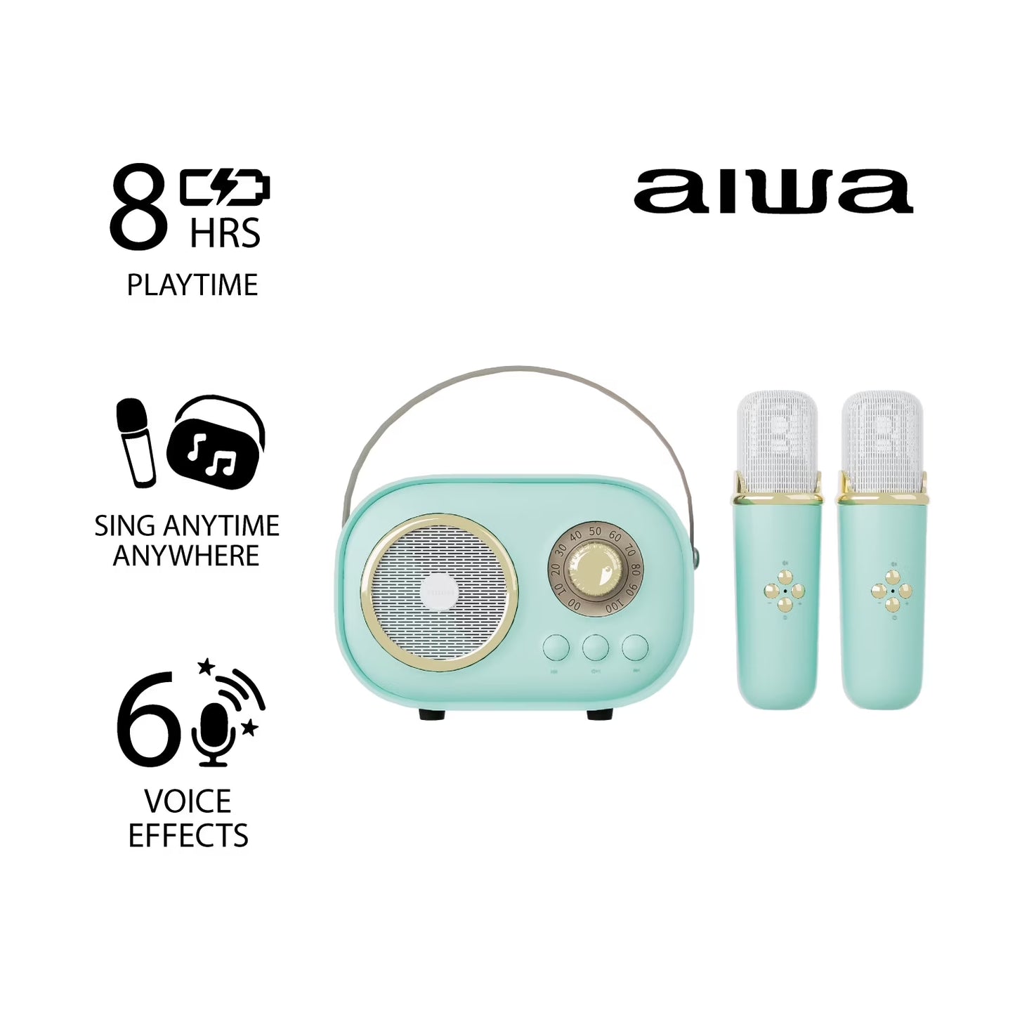 Retro Wireless Karaoke Speaker, Mint, AI6028-MNT