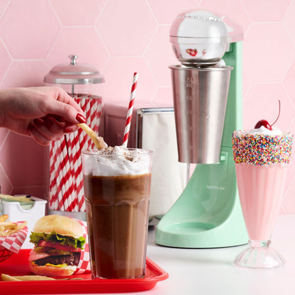 Milkshake Maker 2-Speed 16 Oz Milk Shake Blender Retro Kitchen Appliance, Jade