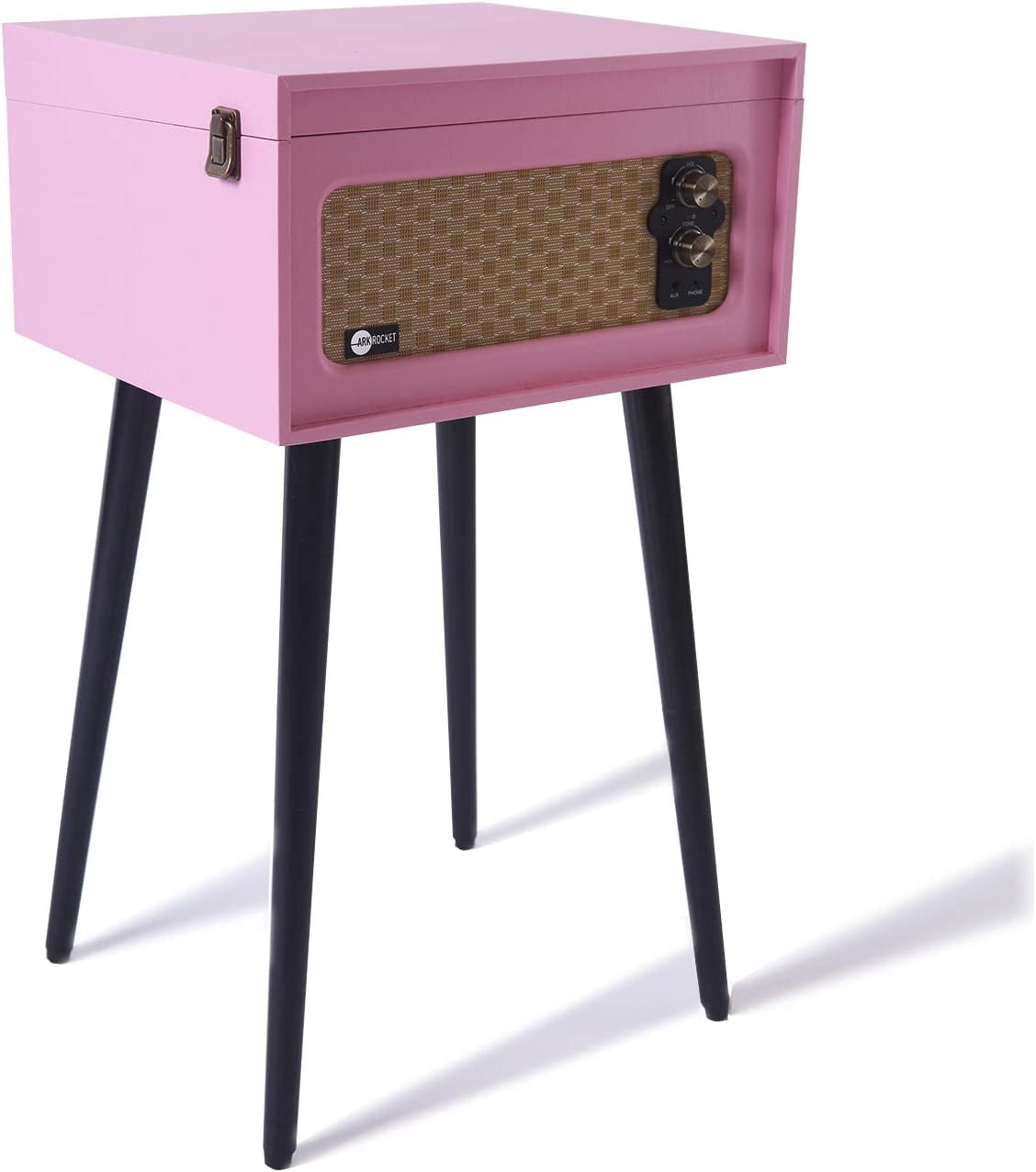 Discovery 3-Speed Record Player Retro Bluetooth Turntable Built-In Speakers Legs (Pink)