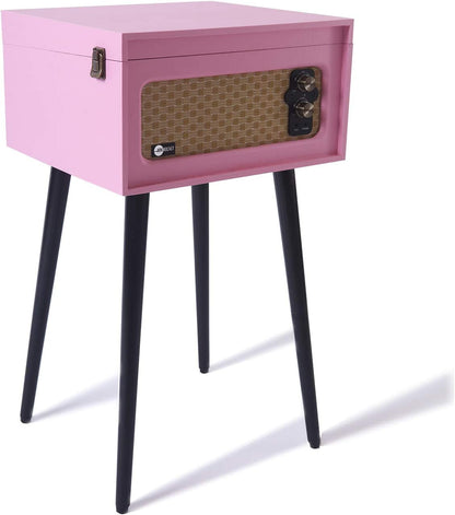 Discovery 3-Speed Record Player Retro Bluetooth Turntable Built-In Speakers Legs (Pink)