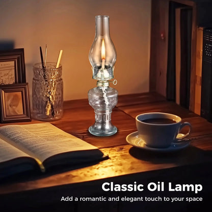 2PCS Glass Oil Lamps for Indoor Use Vintage Kerosene Lamp Oil Lantern Kerosene Lantern with 2 Wicks