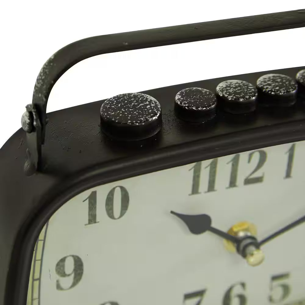 Multi Color Metal Country Cottage Analog Tabletop Clock (Set of 2)