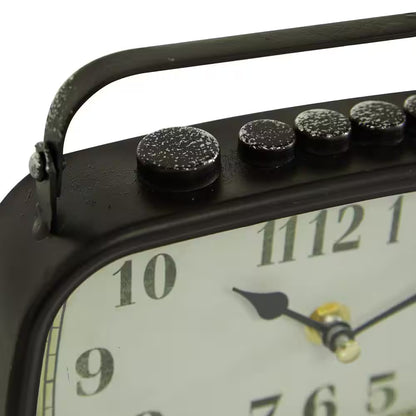 Multi Color Metal Country Cottage Analog Tabletop Clock (Set of 2)