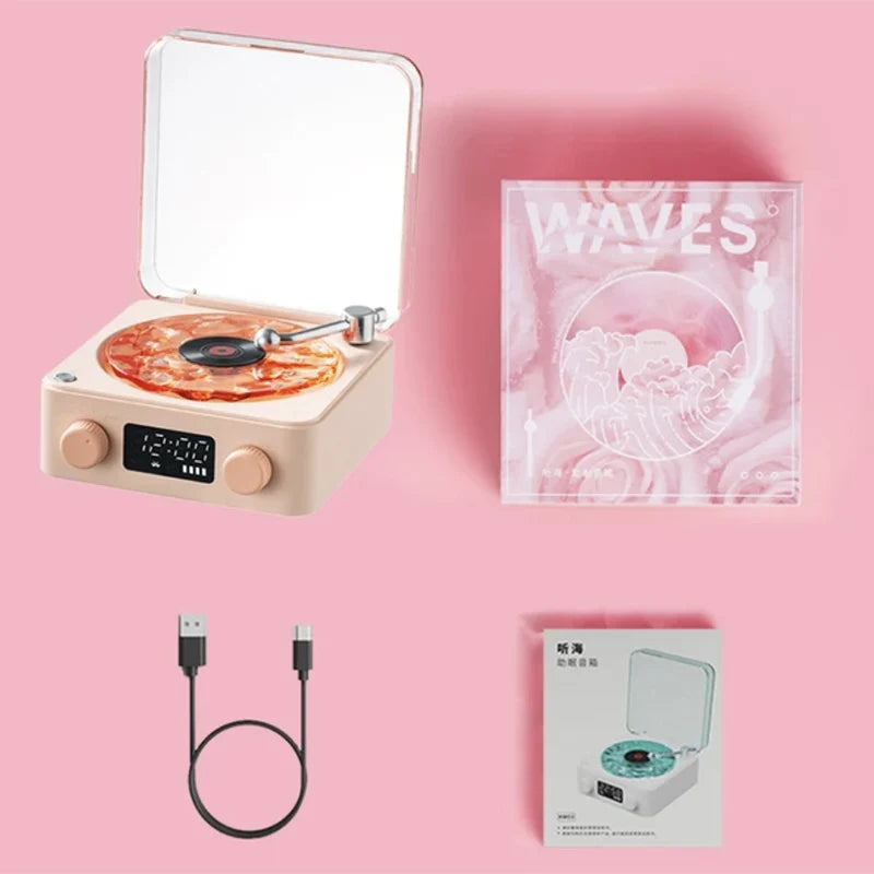 Experience Nostalgia with the Retro Turntable Speaker: Wireless Bluetooth Vinyl Record Player with White Noise and Stunning RGB Projection