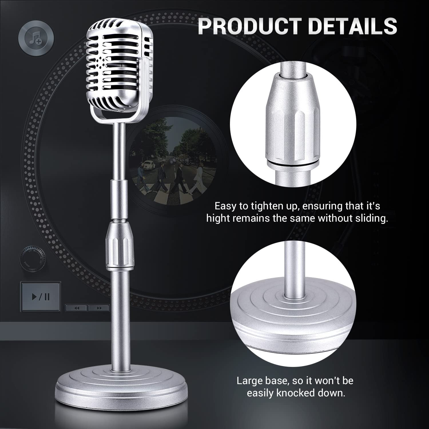 Facmogu Vintage Desktop Microphone Prop Model with Adjustable Stand, C