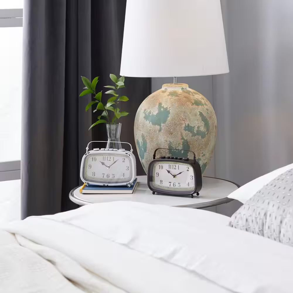 Multi Color Metal Country Cottage Analog Tabletop Clock (Set of 2)