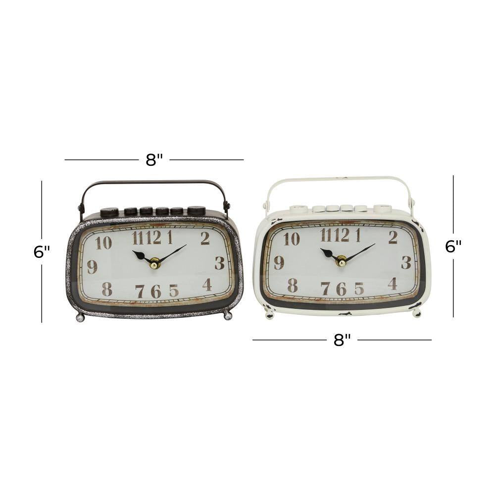 Multi Color Metal Country Cottage Analog Tabletop Clock (Set of 2)