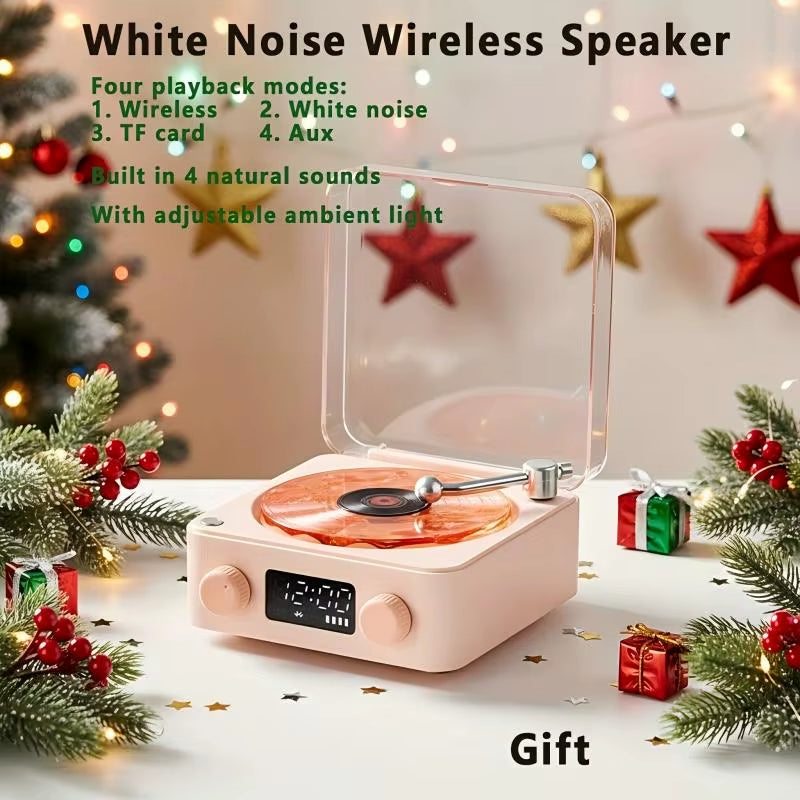 Experience Nostalgia with the Retro Turntable Speaker: Wireless Bluetooth Vinyl Record Player with White Noise and Stunning RGB Projection
