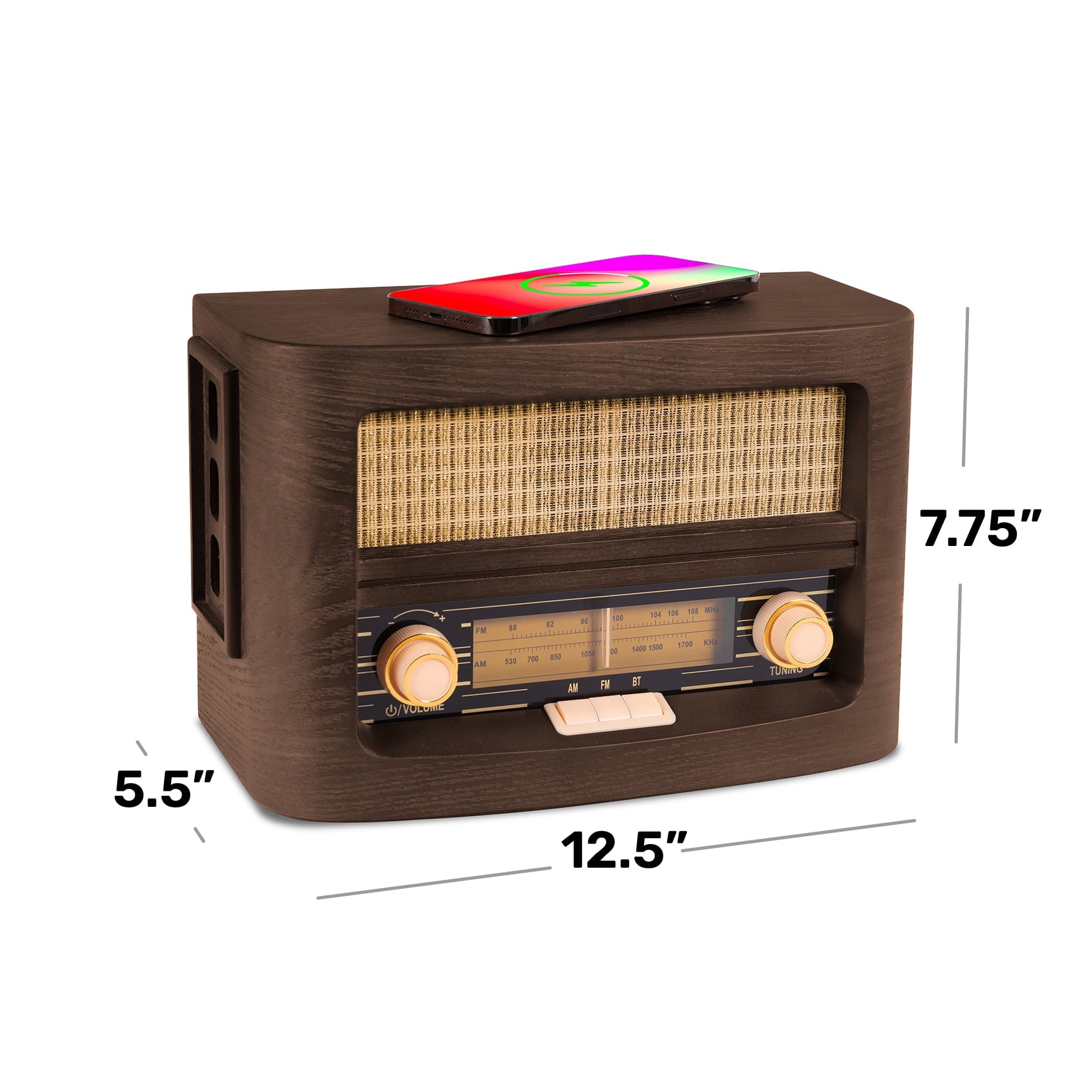 VINT Retro Vintage Radio Speaker with Wireless Charging