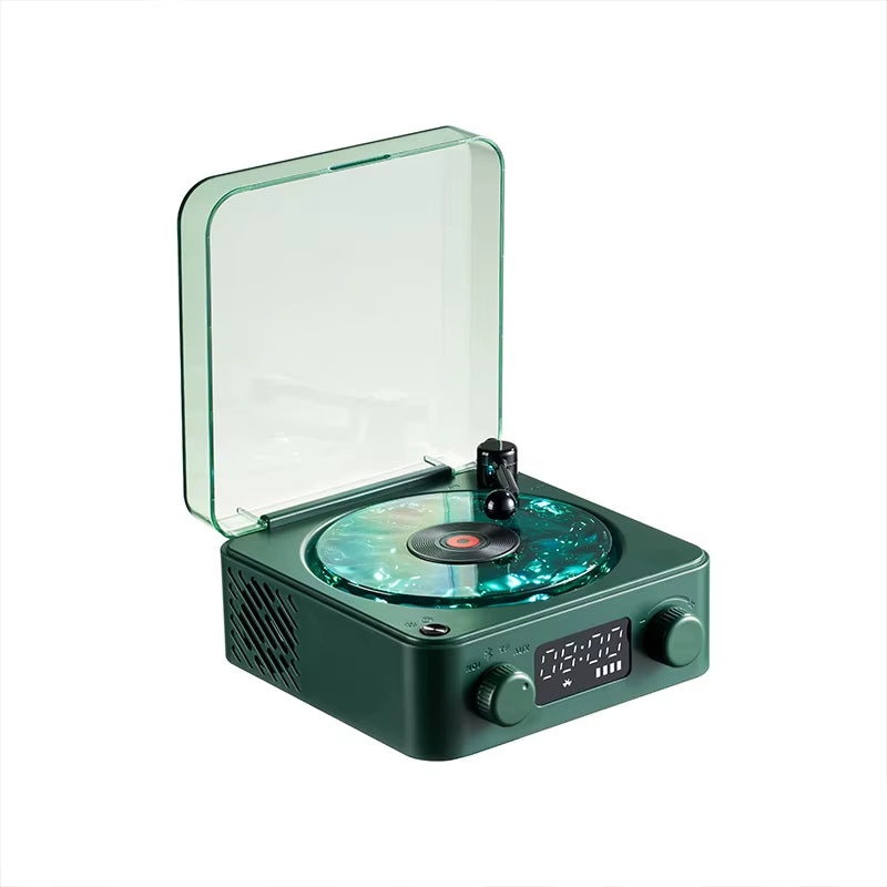 Experience Nostalgia with the Retro Turntable Speaker: Wireless Bluetooth Vinyl Record Player with White Noise and Stunning RGB Projection