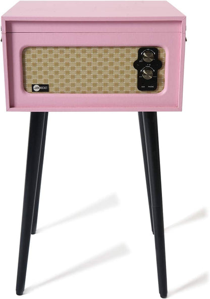 Discovery 3-Speed Record Player Retro Bluetooth Turntable Built-In Speakers Legs (Pink)