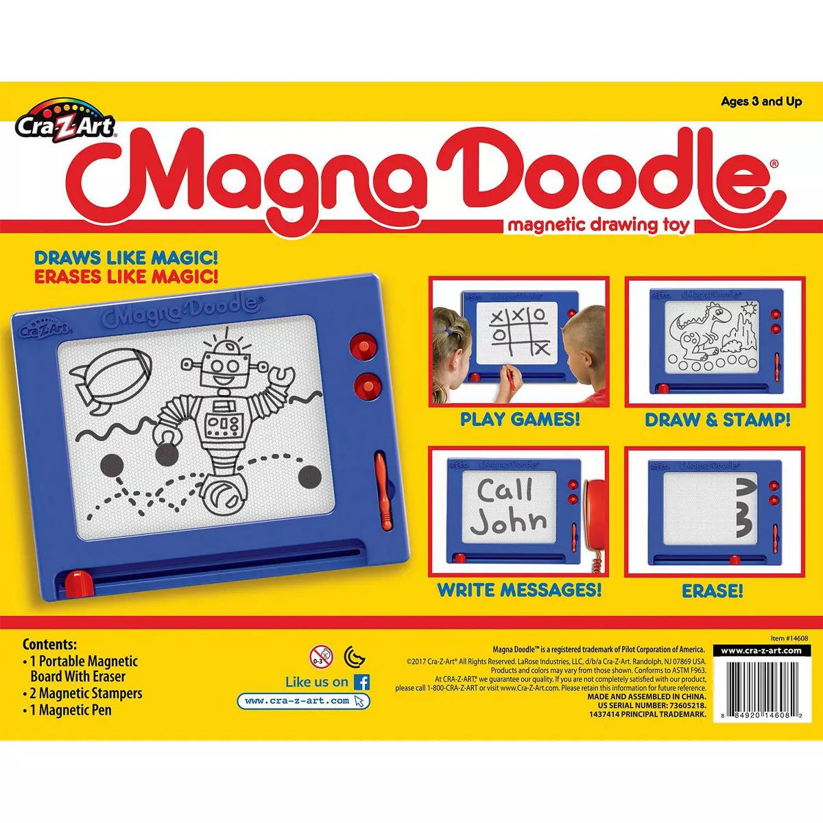 Cra-Z-Art Retro Magna Doodle: Magnetic Activity Surface with Stylus, Stencils