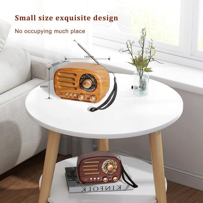 Portable Vintage Radio Retro Bluetooth Speaker, FM/AM/SW Old Fashion Classic Style, Adjustable Antenna, Rechargeable Battery Powered & USB Charging, Support TF Card, USB Mp3 Playing Music