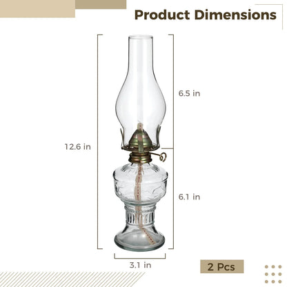 2PCS Glass Oil Lamps for Indoor Use Vintage Kerosene Lamp Oil Lantern Kerosene Lantern with 2 Wicks