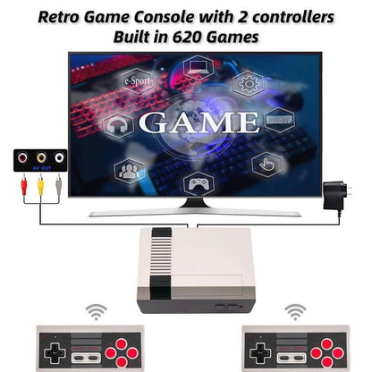 Retro Controllers with 620 Built-In Classic Plays, 8-Bit Video Play System for Adults and Kids, Includes 2 Controllers - Rediscover the Joy of Retro Playing
