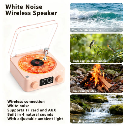 Experience Nostalgia with the Retro Turntable Speaker: Wireless Bluetooth Vinyl Record Player with White Noise and Stunning RGB Projection