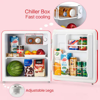 1.6 Cu. Ft. Solo Series Retro Mini Refrigerator in Red Adjustable Thermostat, ENERGY STAR for Bedroom/Dorm/Garage