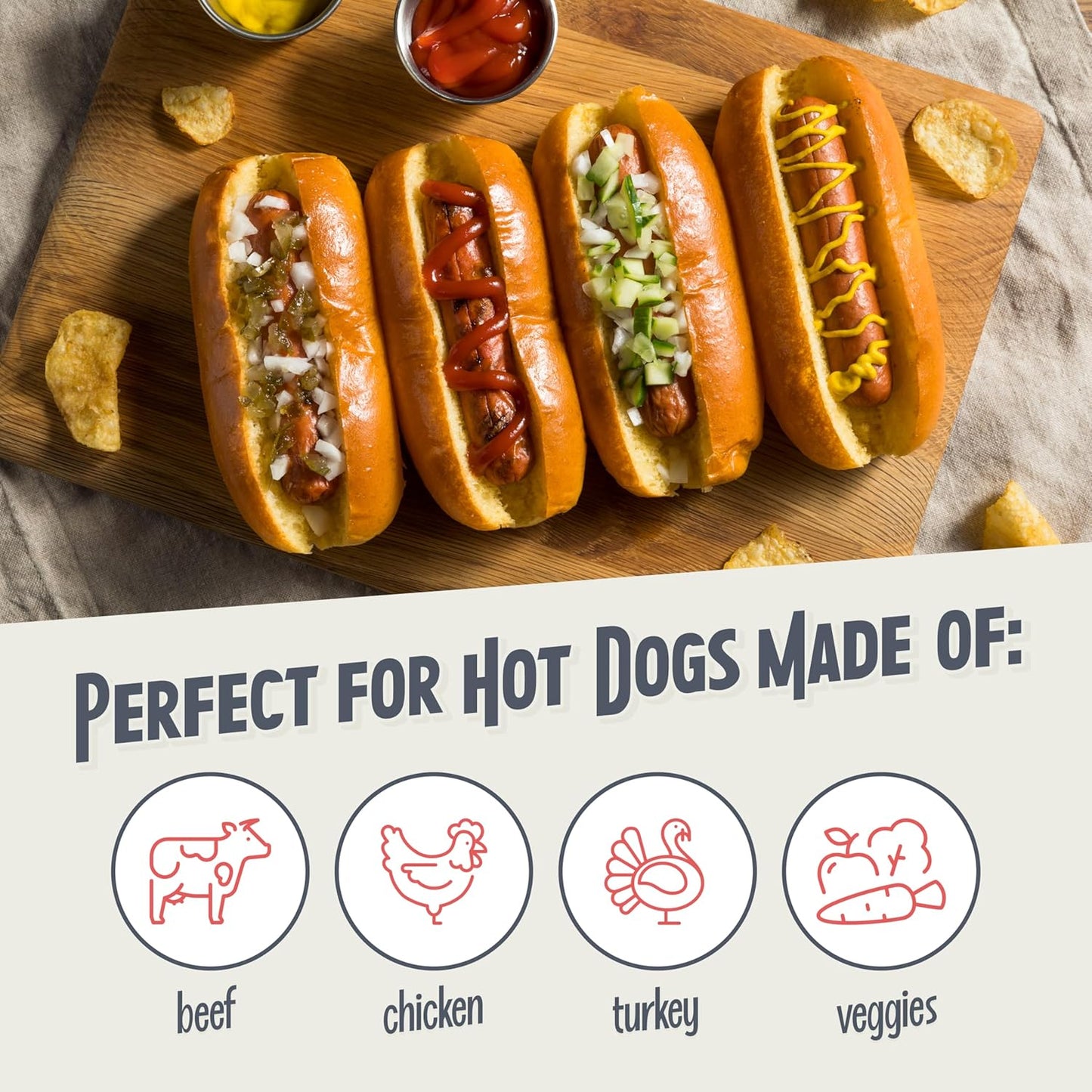  Retro Pop-Up 2 Hot Dog and Bun Toaster, with Mini Tongs, Works with Chicken Dogs, Turkey Dogs, Veggie Links, Sausages and Brats