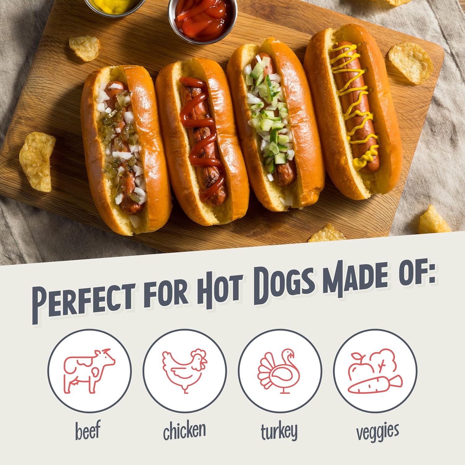  Retro Pop-Up 2 Hot Dog and Bun Toaster, with Mini Tongs, Works with Chicken Dogs, Turkey Dogs, Veggie Links, Sausages and Brats