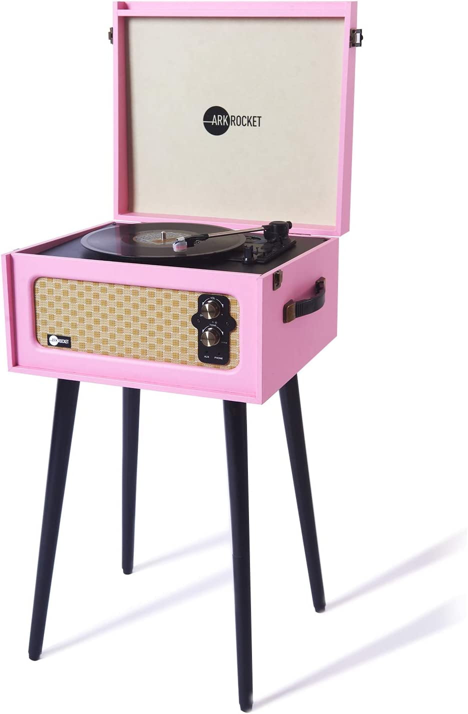 Discovery 3-Speed Record Player Retro Bluetooth Turntable Built-In Speakers Legs (Pink)