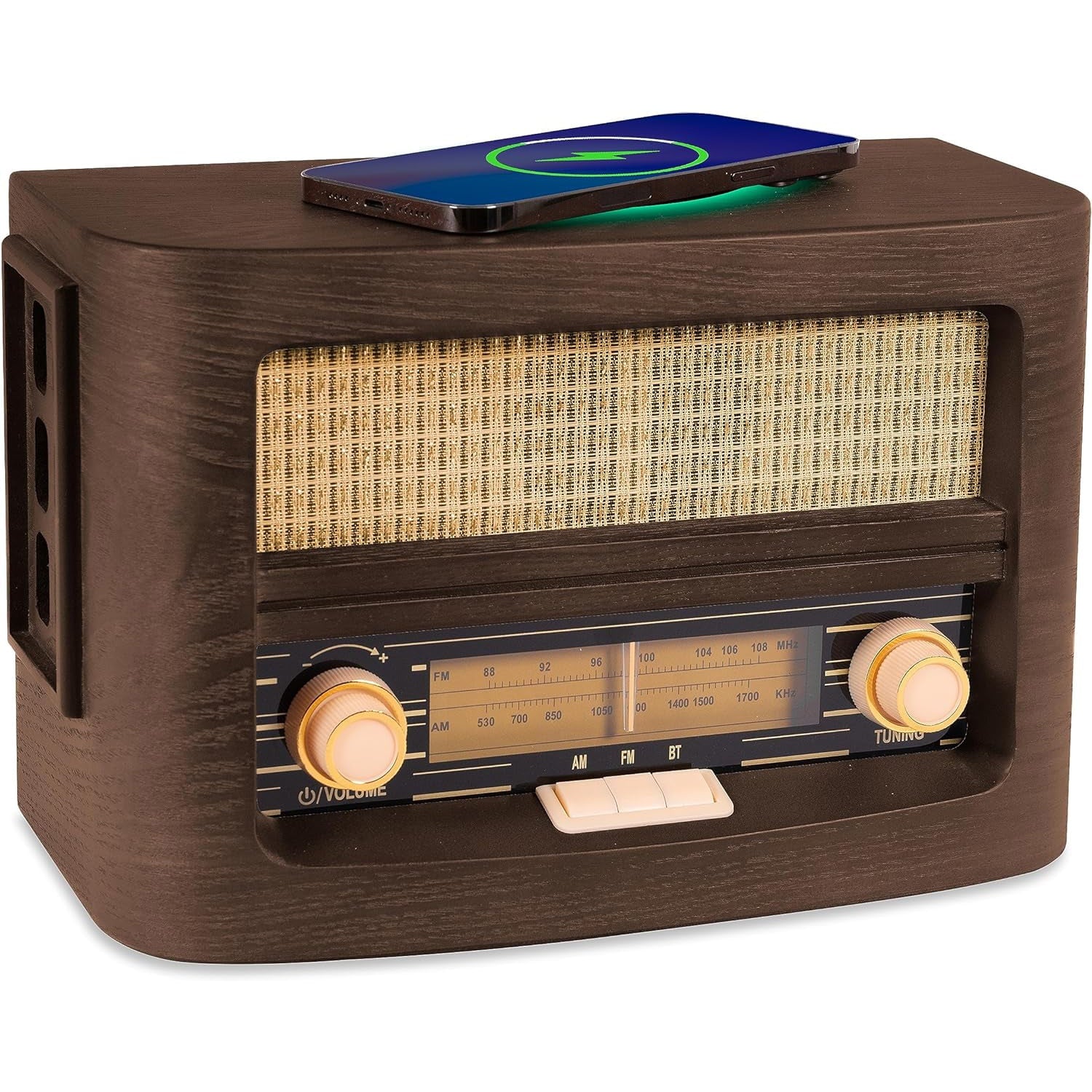 VINT Retro Vintage Radio Speaker with Wireless Charging