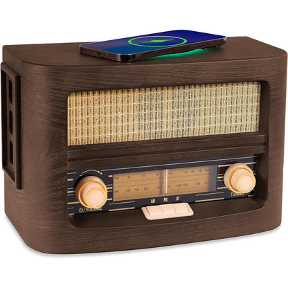 VINT Retro Vintage Radio Speaker with Wireless Charging