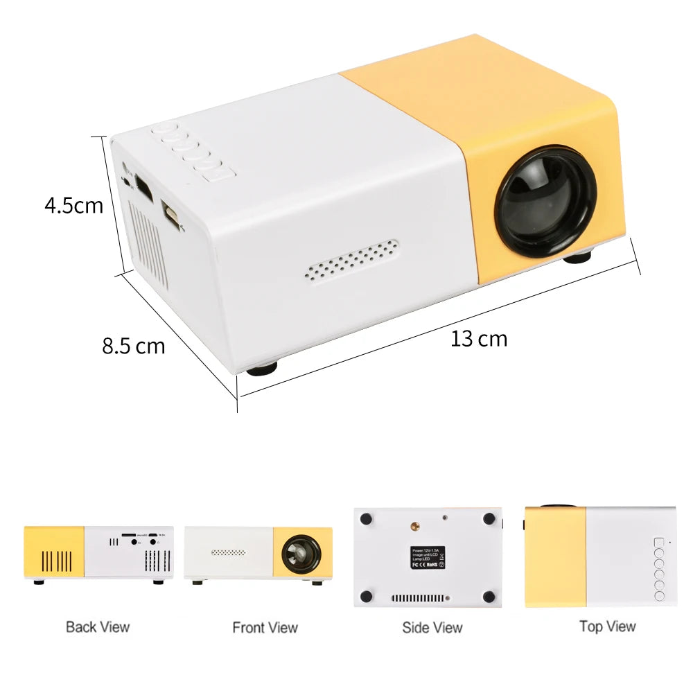 Compact and Powerful Portable Mini Projector - 600 Lumens, HDMI-Compatible, Built-In Speakers - Perfect for Home and Outdoor Family Entertainment!