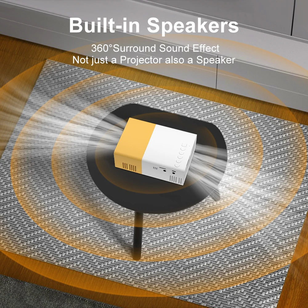 Compact and Powerful Portable Mini Projector - 600 Lumens, HDMI-Compatible, Built-In Speakers - Perfect for Home and Outdoor Family Entertainment!