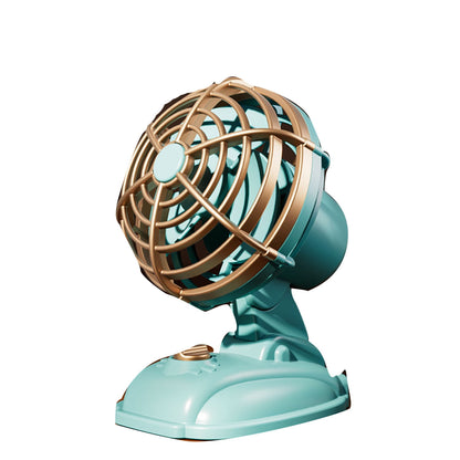 Chargeable Fan Retro Desktop Mini USB Charging Fan Vintage Style 1980S Small Fan with Adjustable Angle Silent Operation 400Mah Battery 5V/1.5W for Office Gift
