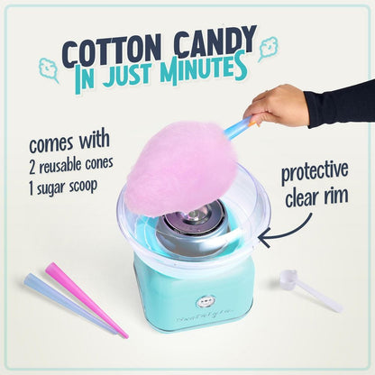 Retro Series Aqua Electric Cotton Candy Maker with 2-Reusable Cotton Candy Cones