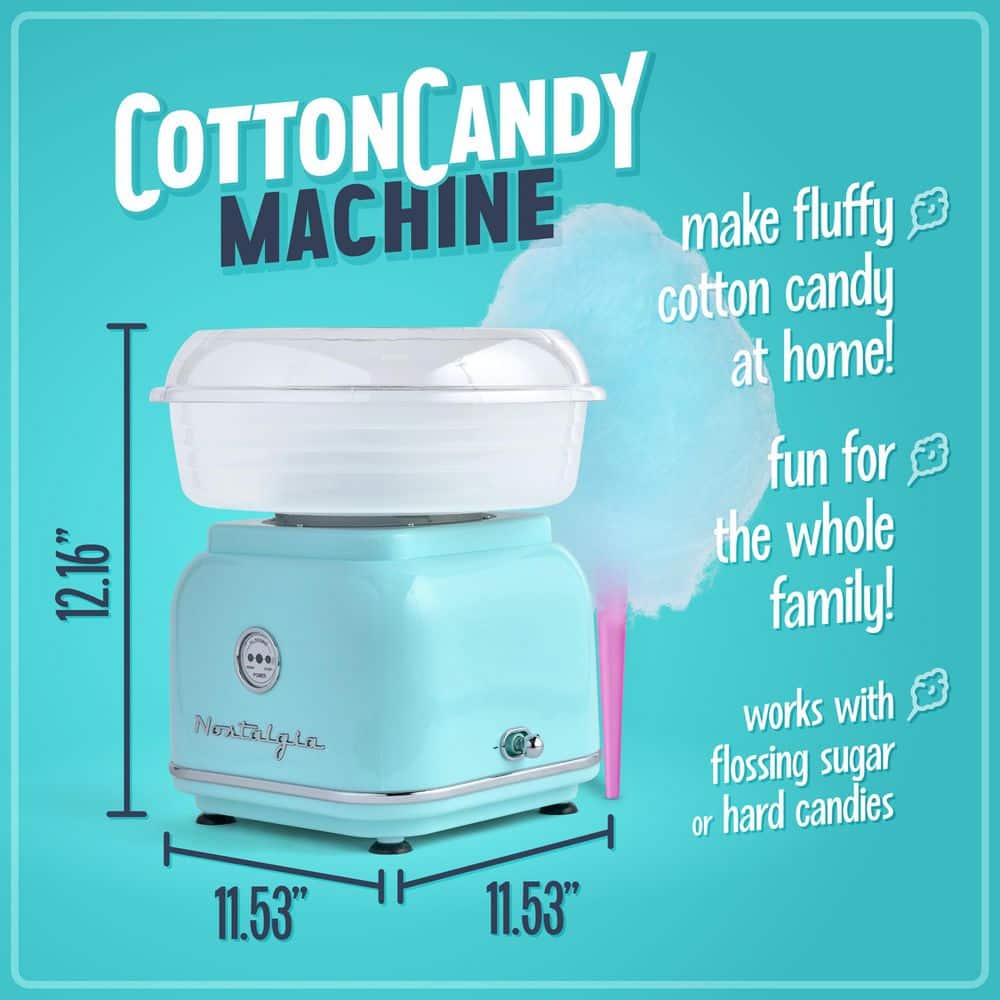 Retro Series Aqua Electric Cotton Candy Maker with 2-Reusable Cotton Candy Cones