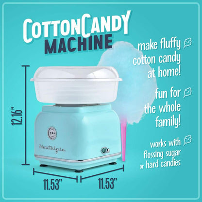 Retro Series Aqua Electric Cotton Candy Maker with 2-Reusable Cotton Candy Cones