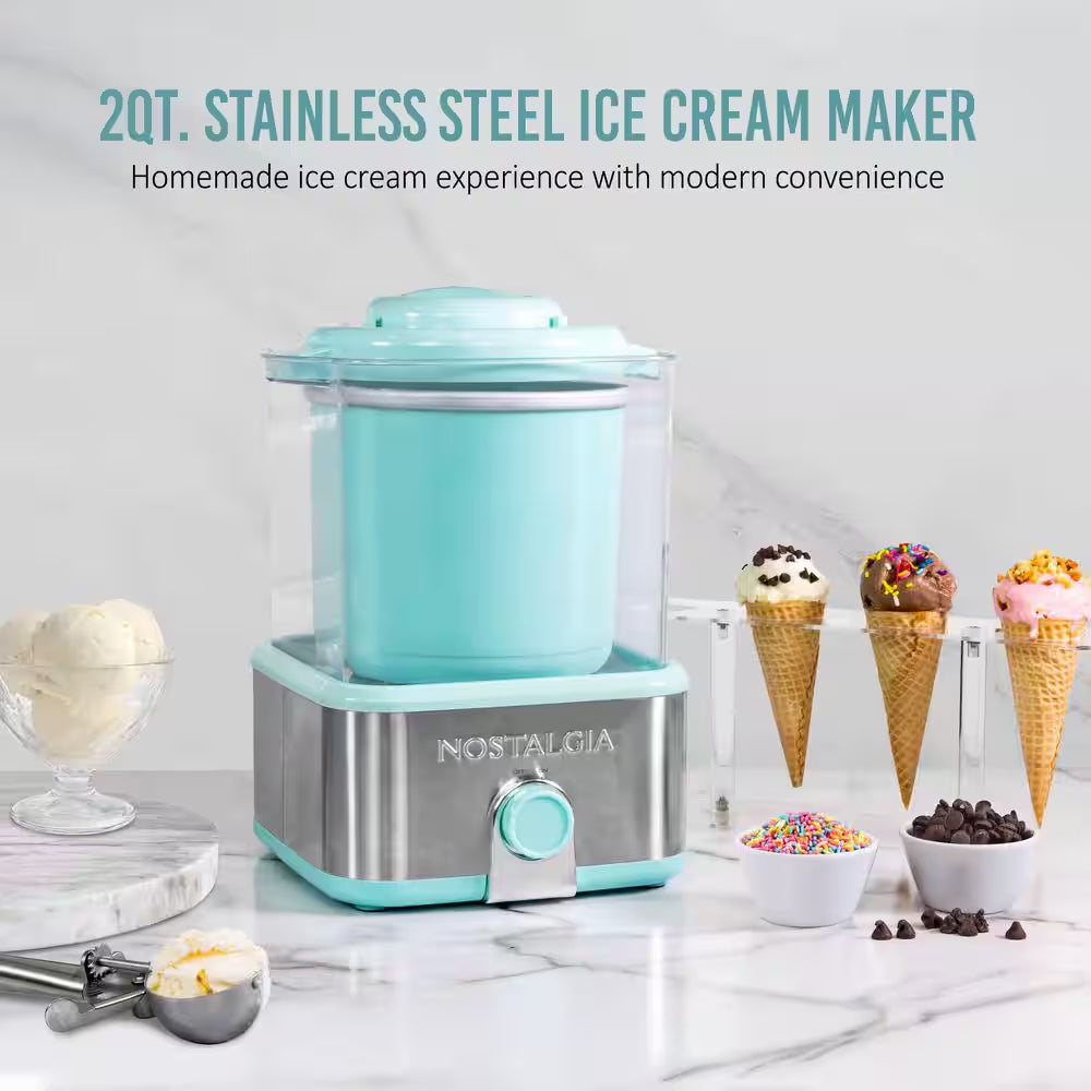 Electric 2 Qt. Ice Cream Maker, Aqua