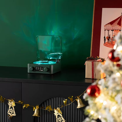 Experience Nostalgia with the Retro Turntable Speaker: Wireless Bluetooth Vinyl Record Player with White Noise and Stunning RGB Projection