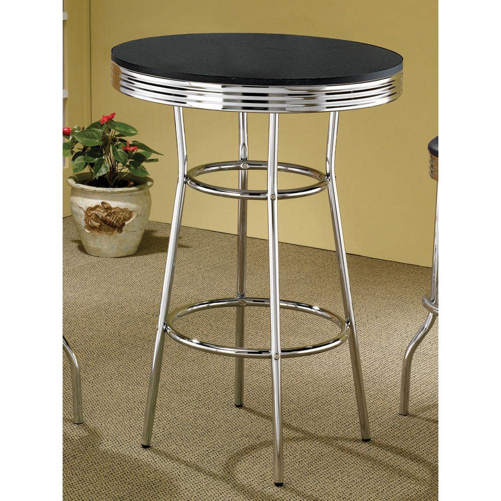 Retro Black and Chrome 50'S Soda Fountain Bar Table