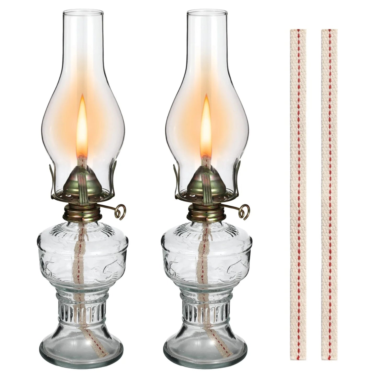 2PCS Glass Oil Lamps for Indoor Use Vintage Kerosene Lamp Oil Lantern Kerosene Lantern with 2 Wicks