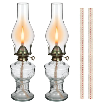 2PCS Glass Oil Lamps for Indoor Use Vintage Kerosene Lamp Oil Lantern Kerosene Lantern with 2 Wicks