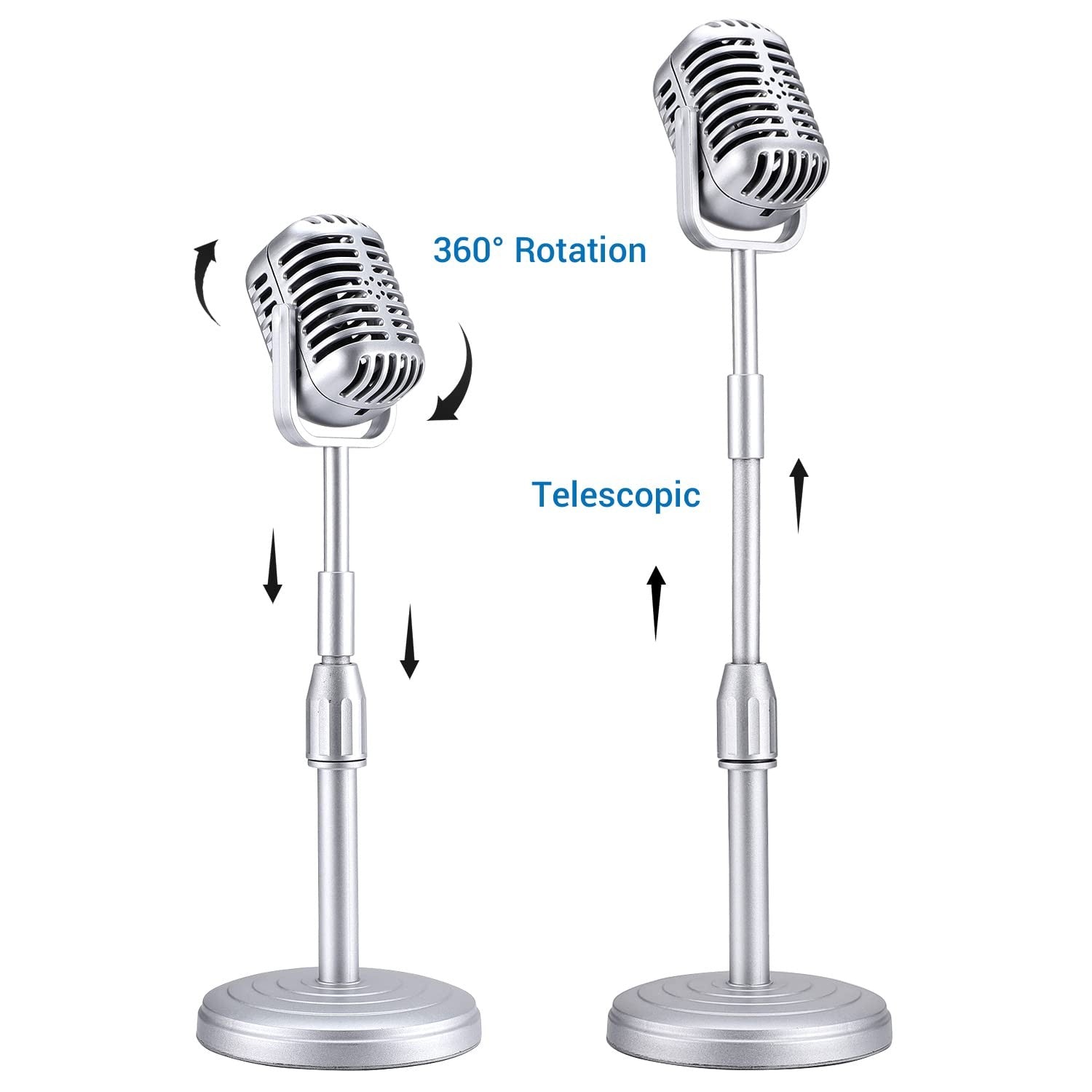 Facmogu Vintage Desktop Microphone Prop Model with Adjustable Stand, C