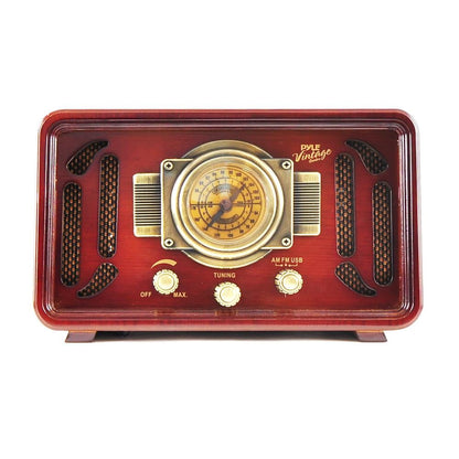 Retro Wireless Bluetooth Radio Speaker - Classic Vintage Style Audio Sound Receiver System W/Built-In Stereo Speakers, USB, SD Card Slot, AUX, RCA, MP3, AM/FM Tuner -  PUNP34BT