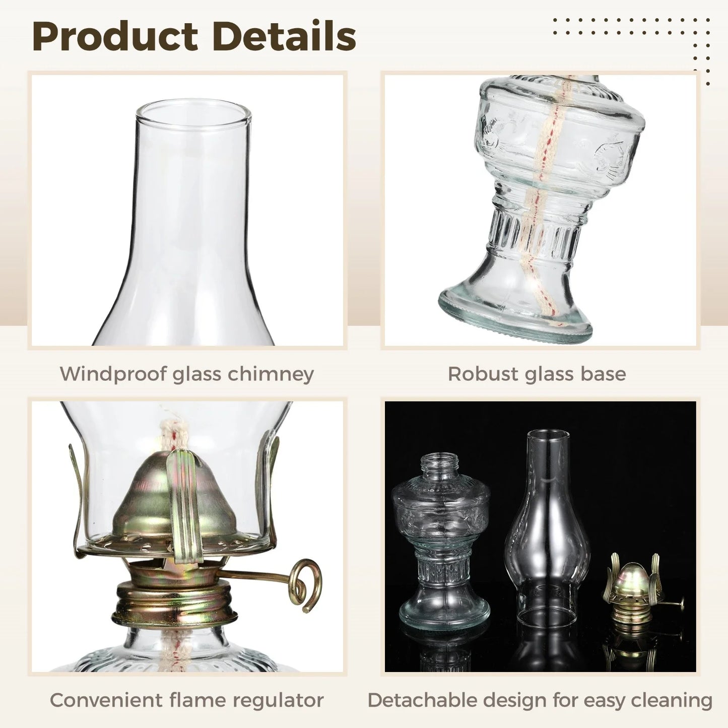2PCS Glass Oil Lamps for Indoor Use Vintage Kerosene Lamp Oil Lantern Kerosene Lantern with 2 Wicks