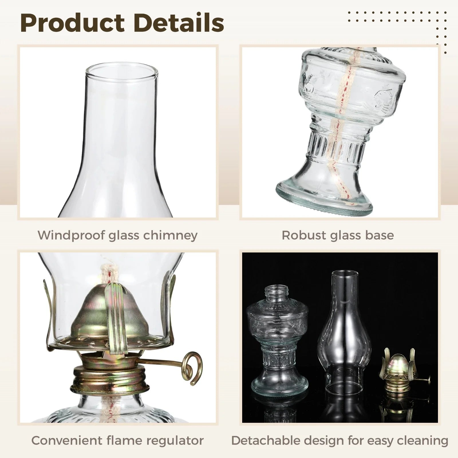 2PCS Glass Oil Lamps for Indoor Use Vintage Kerosene Lamp Oil Lantern Kerosene Lantern with 2 Wicks