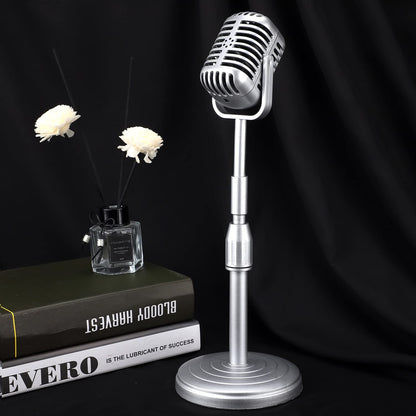 Facmogu Vintage Desktop Microphone Prop Model with Adjustable Stand, C