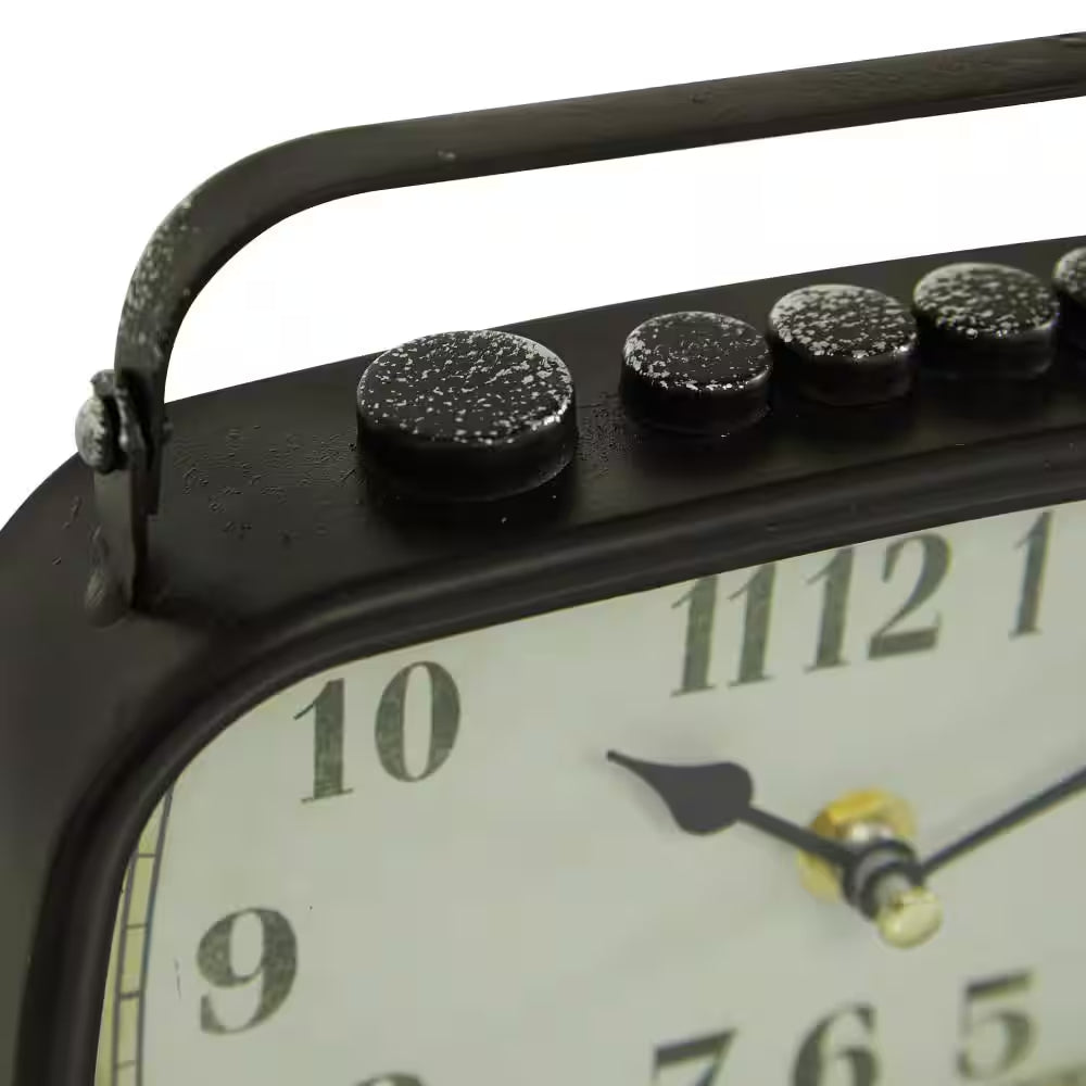 Multi Color Metal Country Cottage Analog Tabletop Clock (Set of 2)