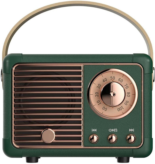 Retro Bluetooth Speaker, Vintage Decor, Mini Wireless Bluetooth Speaker, Cute Old Fashion Style for Kitchen Desk Bedroom Office Party Outdoor Accessories for Iphone Android (Green)