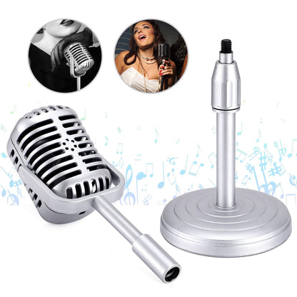 Facmogu Vintage Desktop Microphone Prop Model with Adjustable Stand, C