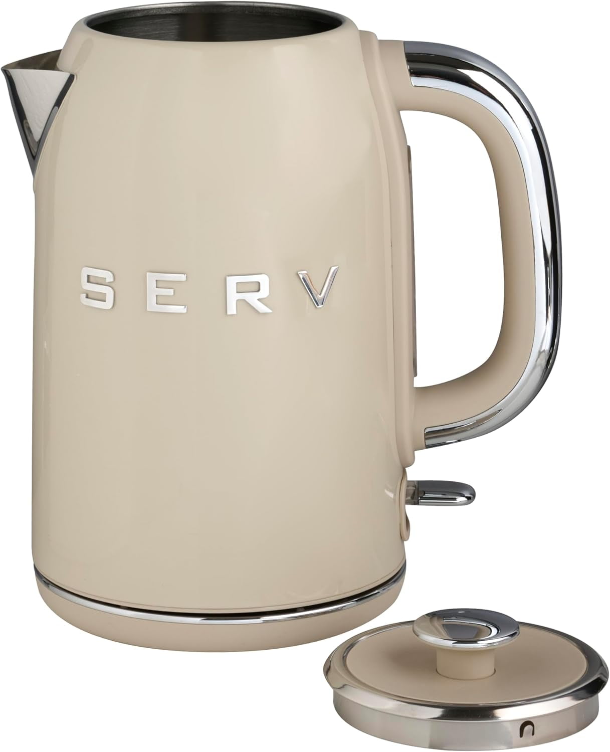 Retro Serv Electric Kettle – 1.7L Stainless Steel Water Boiler with 360° Swivel Base, Clear Water Level Indicator