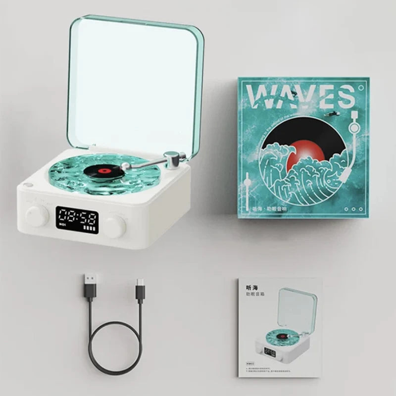 Experience Nostalgia with the Retro Turntable Speaker: Wireless Bluetooth Vinyl Record Player with White Noise and Stunning RGB Projection