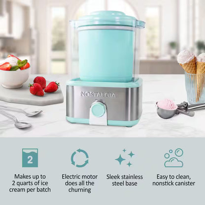 Electric 2 Qt. Ice Cream Maker, Aqua