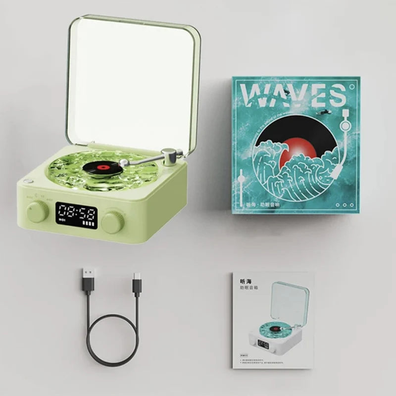 Experience Nostalgia with the Retro Turntable Speaker: Wireless Bluetooth Vinyl Record Player with White Noise and Stunning RGB Projection
